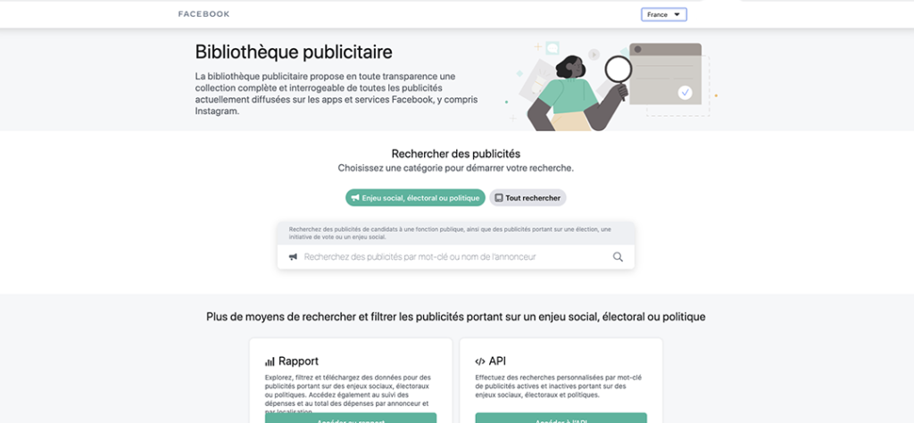 Bibliothèque publicitaire facebook